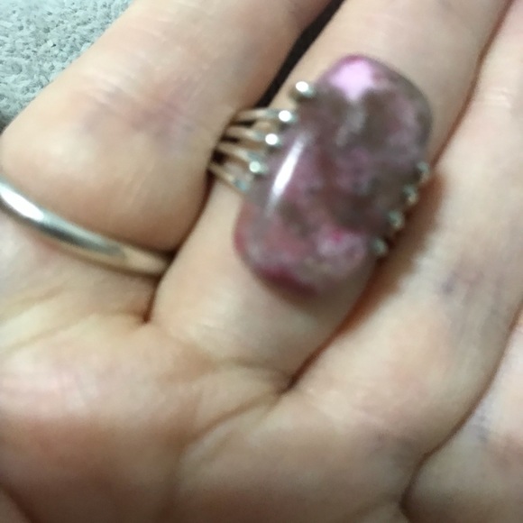 New Sterling Silver Cobalto Calcite Rectangular Ring Size 9.25-9.5 Crystal Gems - Picture 2 of 16